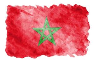 Morocco flag  is depicted in liquid watercolor style isolated on white background photo