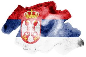 la bandera de serbia se representa en estilo acuarela líquida aislado sobre fondo blanco foto