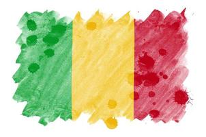 Mali flag  is depicted in liquid watercolor style isolated on white background photo