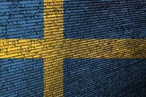 Sweden flag  is depicted on the screen with the program code. The concept of modern technology and site development photo