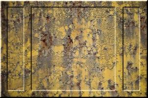 Texture of yellow rough rusted metal surface with bulky gray highlighted portions which can be seen on exposure to light. Preparation for the background processing of slides and spreadsheets photo