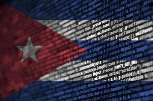 Cuba flag  is depicted on the screen with the program code. The concept of modern technology and site development photo