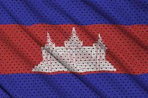 Cambodia flag printed on a polyester nylon sportswear mesh fabri photo