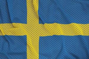 Sweden flag printed on a polyester nylon sportswear mesh fabric photo