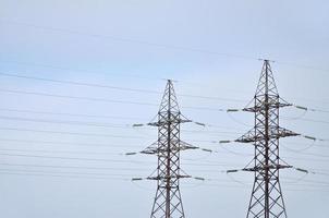 High Voltage Electric Tower. Electricity transmission pylon photo