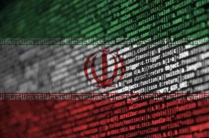 Iran flag  is depicted on the screen with the program code. The concept of modern technology and site development photo