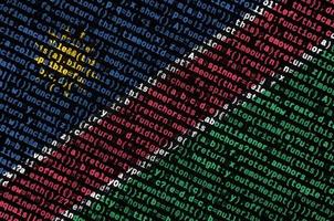 Namibia flag  is depicted on the screen with the program code. The concept of modern technology and site development photo