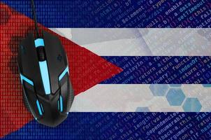Cuba flag  and computer mouse. Digital threat, illegal actions on the Internet photo