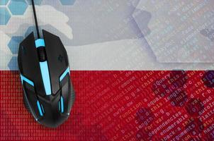 Poland flag  and computer mouse. Digital threat, illegal actions on the Internet photo