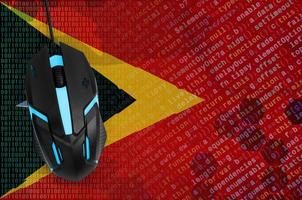 Timor Leste flag  and computer mouse. Digital threat, illegal actions on the Internet photo