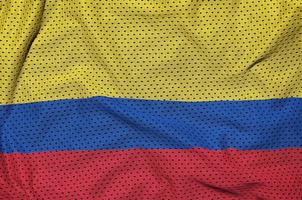 Colombia flag printed on a polyester nylon sportswear mesh fabri photo