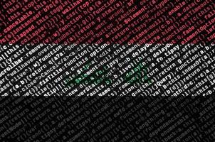 Iraq flag  is depicted on the screen with the program code. The concept of modern technology and site development photo