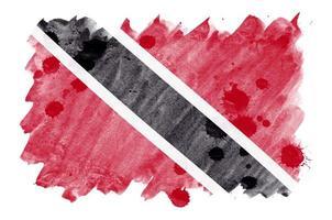 Trinidad and Tobago flag  is depicted in liquid watercolor style isolated on white background photo