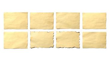 conjunto de viejas piezas en blanco de manuscrito o pergamino de papel antiguo que se desmorona foto