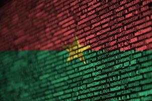 Burkina Faso flag  is depicted on the screen with the program code. The concept of modern technology and site development photo