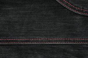 The texture of black denim cloth photo