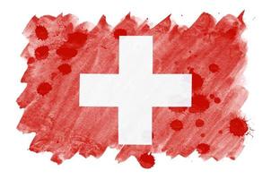 Switzerland flag  is depicted in liquid watercolor style isolated on white background photo