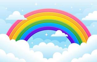 arco iris de colores en el fondo de la nube vector