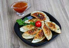 Gyoza dish view photo