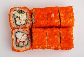 California roll on white background photo