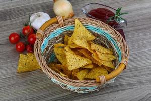 Nachos on wood photo