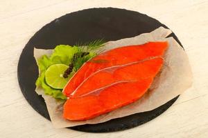 Salted salmon dish view photo