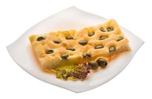 Olive bread on white photo