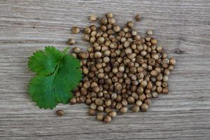 Coriander seeds dish view photo