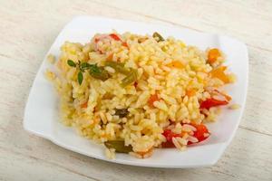 Mexican rice dish view photo