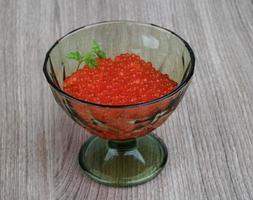 Red caviar dish view photo