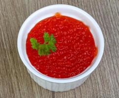 Red caviar dish view photo