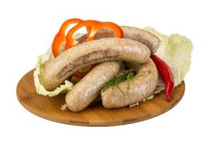 Grilled sausages dish view photo