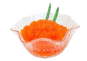 Red caviar on white photo