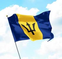 Flag of Barbados Raised Up in The Sky photo