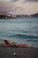 Beach coast Sarande city Albania summer travel background high quality big size print photo