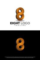 Number eight 3d design logo vector template element