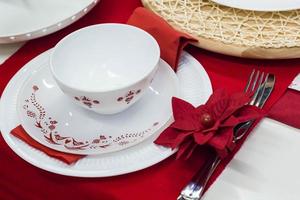 red decoration of table and napkin photo