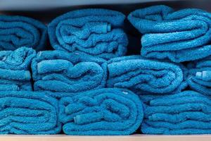 pile of Blue towel arranging in layer photo