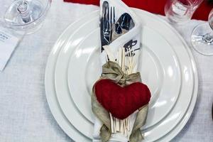 red decoration of table and napkin photo