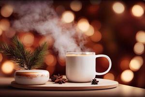 3d illustration of a hot drink in a Christmas composition photo