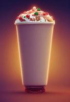 3d illustration of gingerbread latte with Christmas sprinkles, cinematig lighting