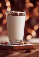 3d illustration of eggnog in glass with cookies.