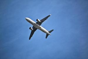 Manchester in the UK in October 2022. A view of a Plane taking off from Manchester Airport photo