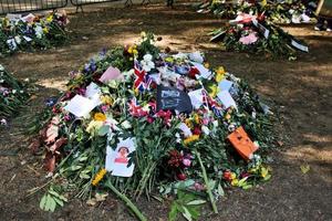 London in the UK in September 2022. Floral Tributes to the Queen in Green Park in London photo