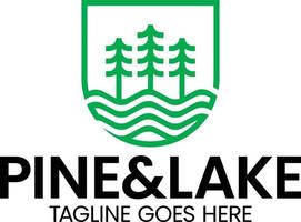 logotipo de pino y lago vector