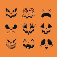 Set of Halloween faces. Creepy, funny, sad and scary faces. Pumpkin faces. Ghost faces. Part 1. vector