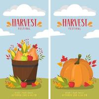 Harvest Festival Vertical Banners. Cards. vector