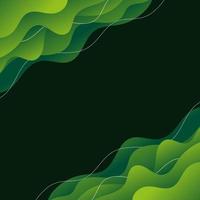 Green Abstract Background. Green Waves. Square wallpaper. Gradient. White lines. Pattern. vector