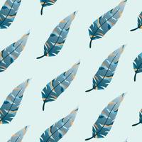 Seamless pattern with feathers. Blue feathers. vector