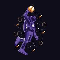 astronauta slamdunk en la ilustración espacial vector